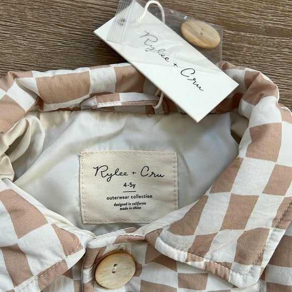 Rylee + Cru Noelle Wave Checkered Girl Jacket 6-7 8-9 years - Picture 4 of 8